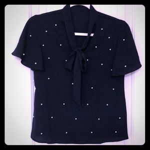 NWOT Navy blue blouse size XS